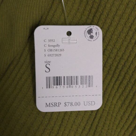 Free People Santa Clara Thermal Top Shirt Ferngully (Green) Slouchy V-Neck S New - Picture 11 of 12